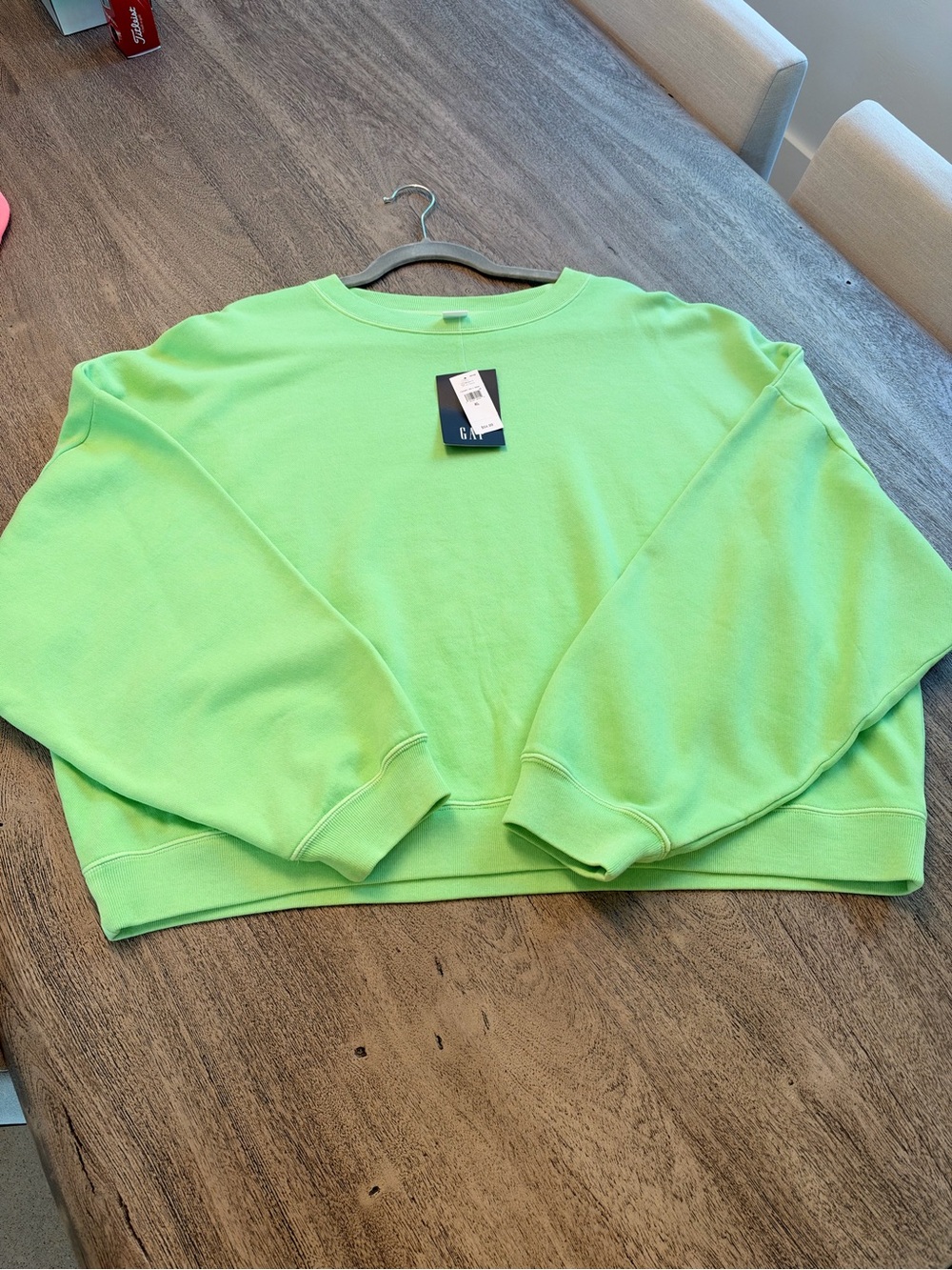 GAP Women's Neon Green Cropped Sweatshirt